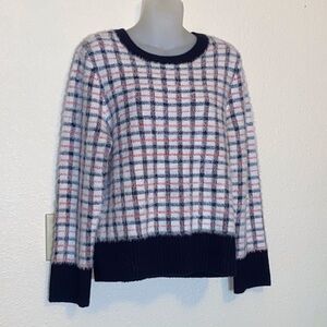 Tommy Hilfiger Checkered Crew Neck Sweater - Navy and White